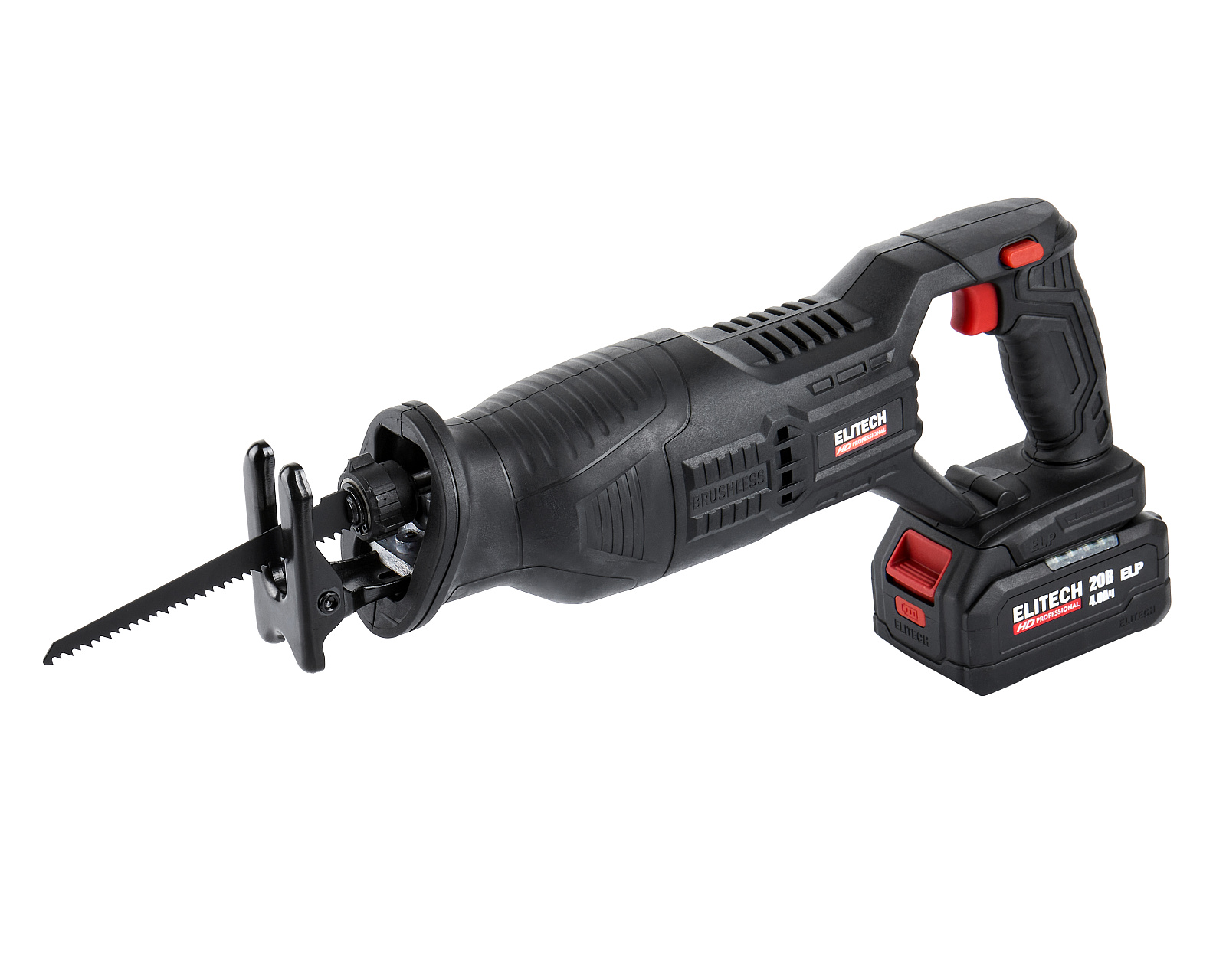 Пила сабельная Elitech HD SSC 2028BL (20В,1х4.0Ач,ELP,0-2800об/м,ход-25.4мм,рез-115мм,2.3кг)