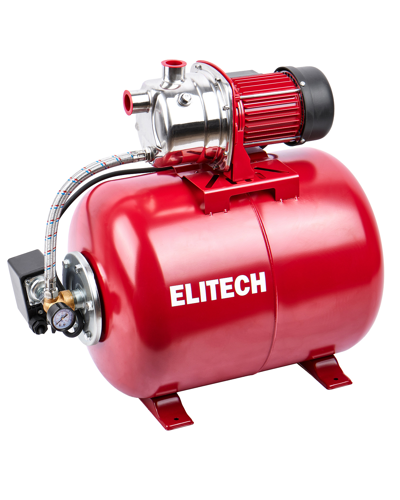 Насосная станция Elitech САВ 1200-50Н (1200Вт,58л/м,Н=46м,Гл=8м,4.4бар,ч/вод, гидроакк.50л, G1")