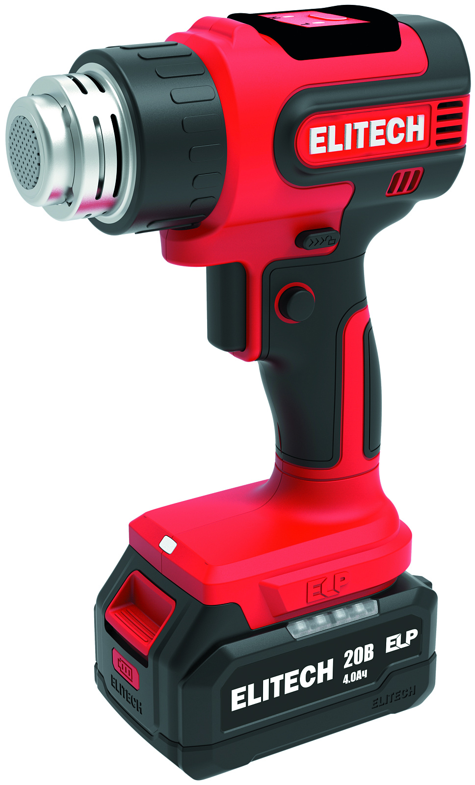 Фен Elitech аккум.ТВА 20СЛ2 (20В,1х4.0Ач,ELP,200л/м,300/550грС,чем,520,4 насадки) 205705