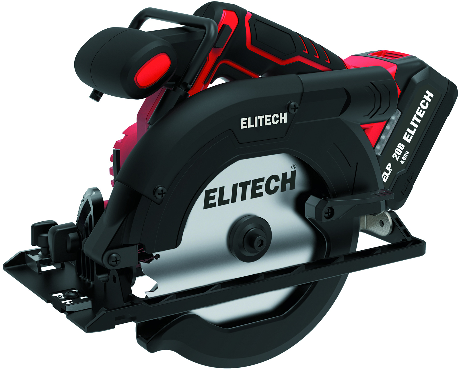 Пила циркулярная аккум.Elitech ПДА 2055БЛ(20В,1х4.0Ач,ELP,д165мм,0-45°,рез-57мм,кор,эл.торм) 205701