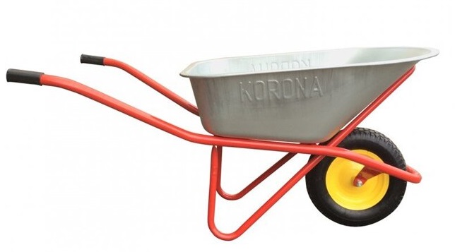 Тачка строительная Korona КРАСНАЯ (Корона)одноколесная (220кг) объем 110л, 0,8мм,колеса 4,00-8/d16мм