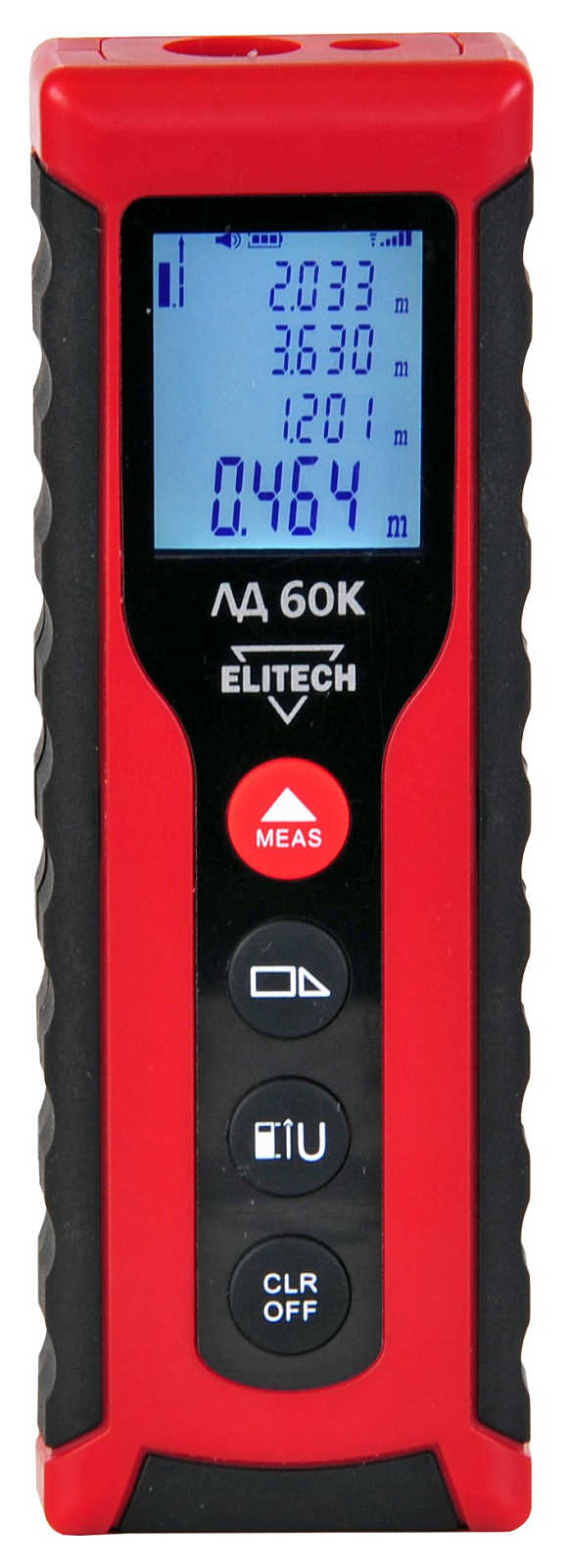 Измеритель длины  Elitech ЛД 60К (0.03-60м,точн ±0.3мм\м,2х1.5В(ААА),0.05кг,пласт.корпус,кор) 209206