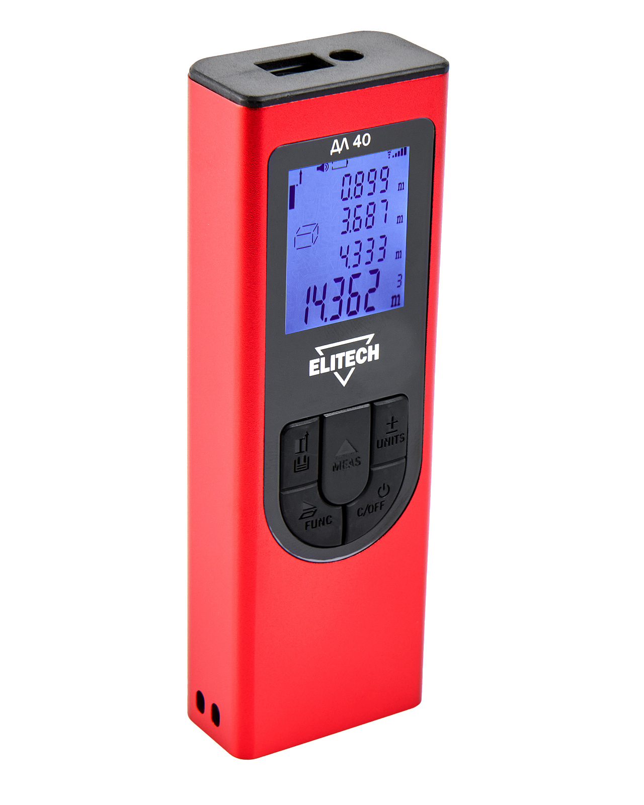 Измеритель длины  Elitech ДМ ДЛ 40 (0.03-40м,точн ±3мм/м,акк. встр. Li-ion,USB,0.05кг,мет.корп.)