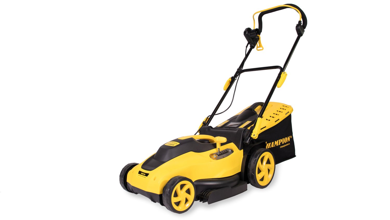Газонокосилка эл. CHAMPION EM3815 (1600Вт пласт.+ткань травосб. 45л ширина 380мм 20-70мм, 11,5кг)
