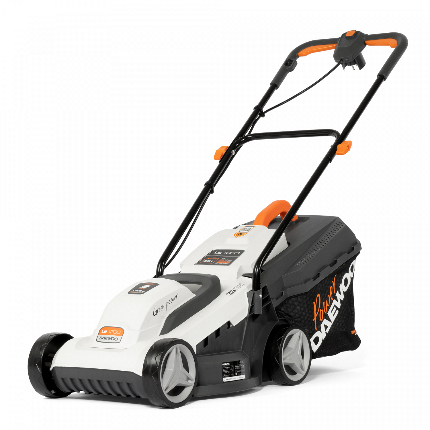 Газонокосилка эл. DAEWOO LE 1300 (1300Вт, 32см, 35л., 20-60мм, колеса140/140мм, 7,2кг)