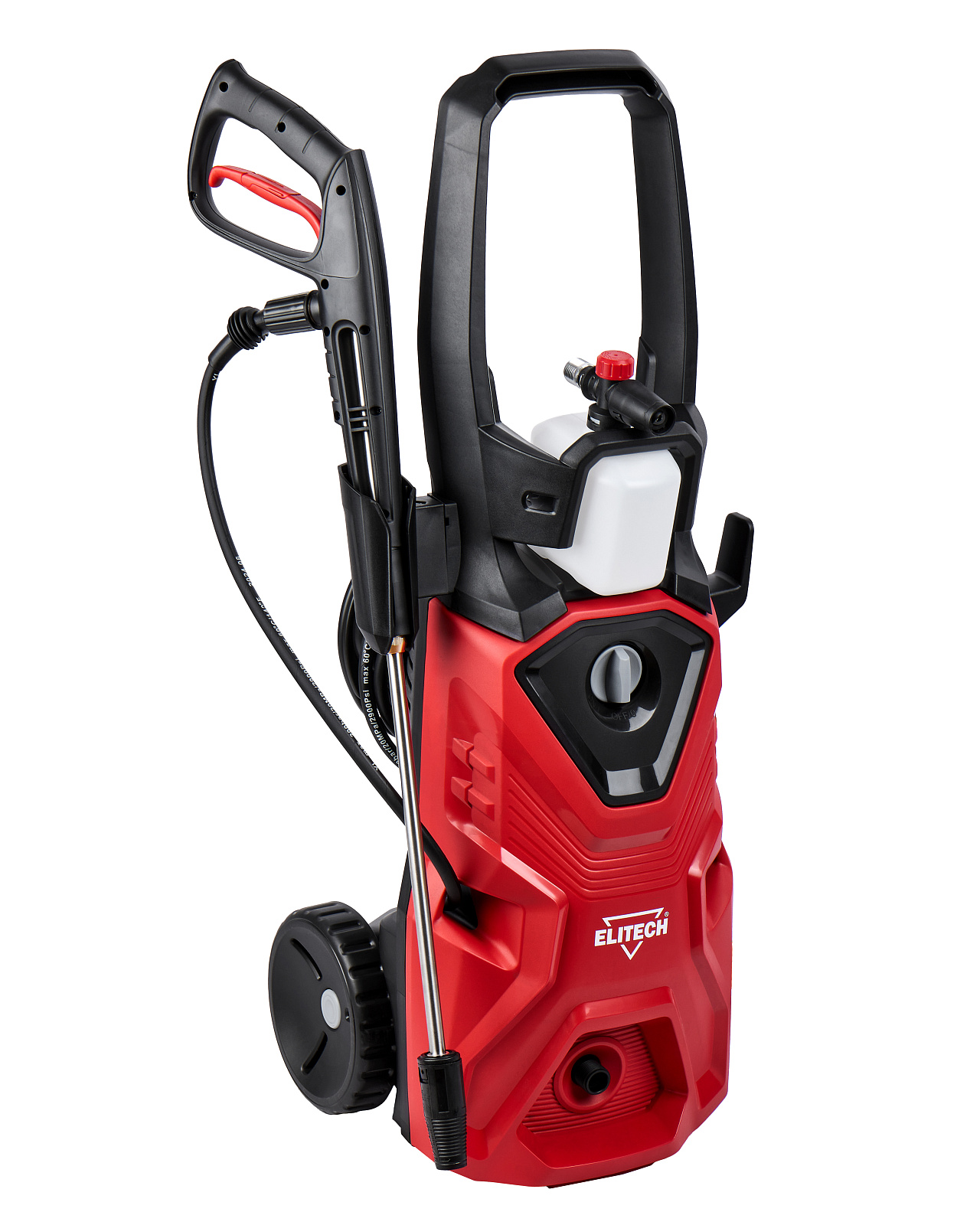 Мойка ELITECH М 2500 РКП (2500Вт,180бар,9л\мин,пеноген.-1.0л,22кг,самовсас,колеса,катушка,аксесс.) 