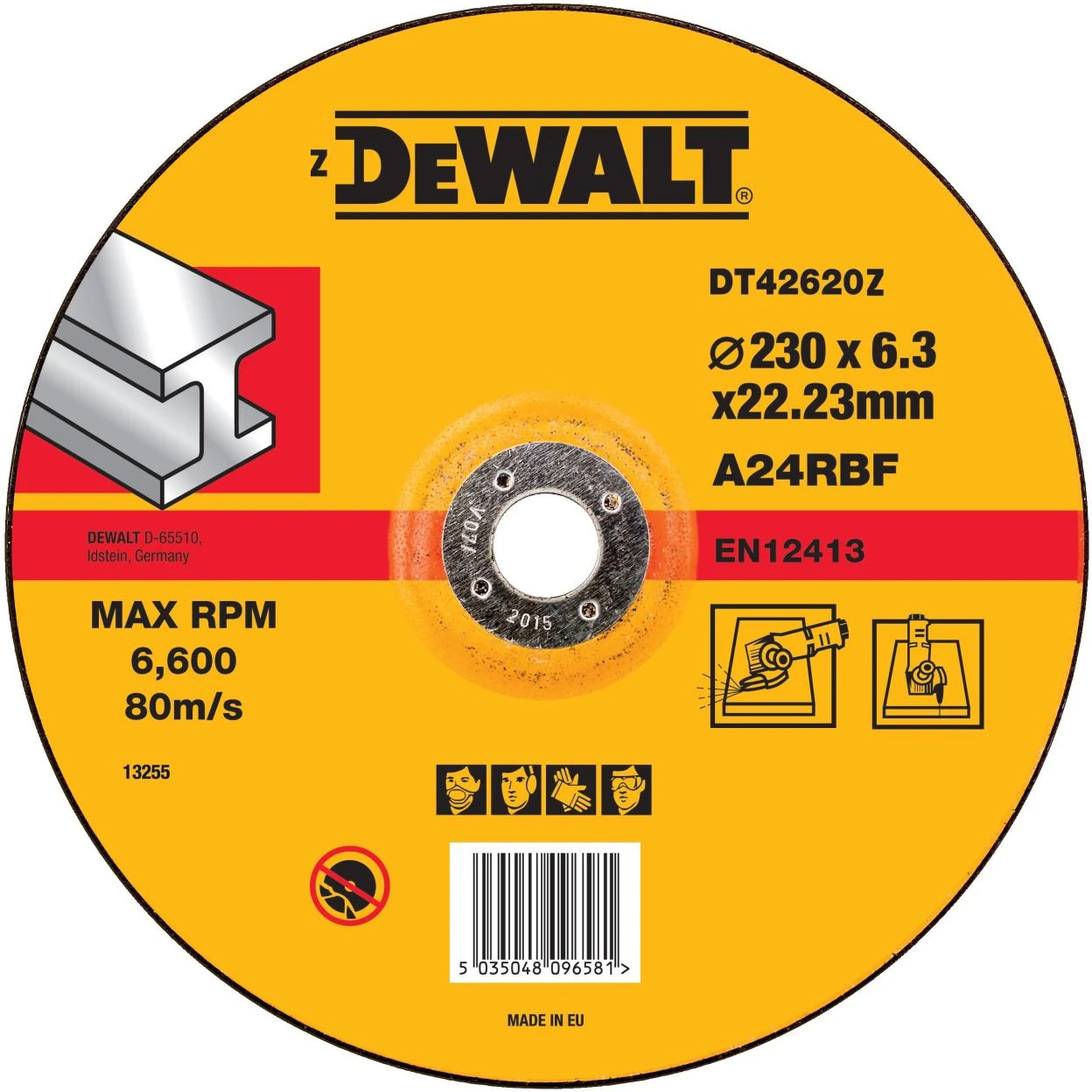 Круг обдир. п/мет. Dewalt 230*6,3мм Industrial DT42620Z-QZ
