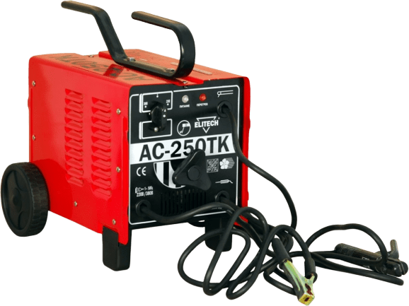 Сварочный трансформатор Elitech AС 250ТК(220/380V,4.2kW,60-250А,2-5мм,24,5кг)+колеса