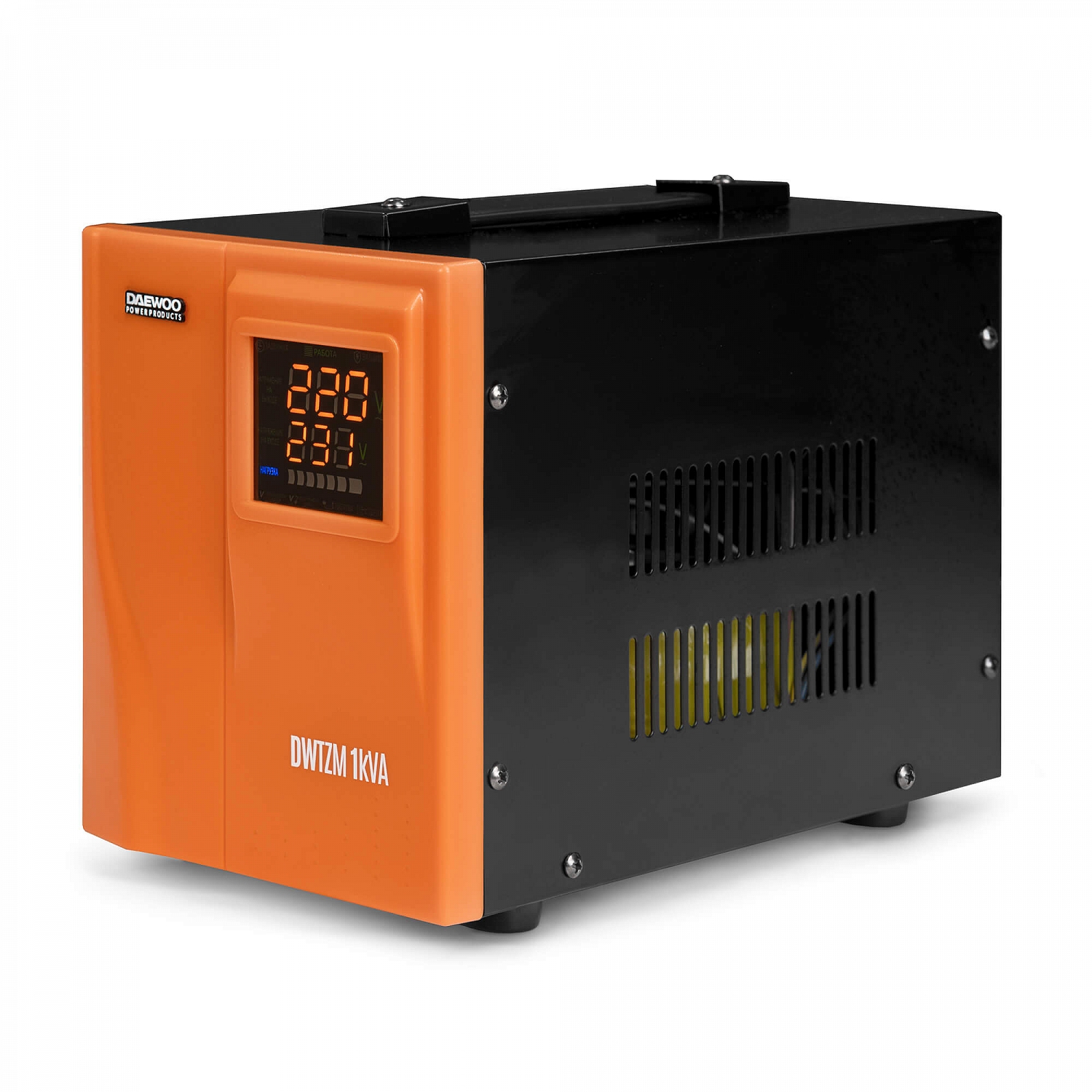 Стабилизатор напряжения DAEWOO DW-TZM1kVA (1000Вт, 140-270В, КПД 95%, Защита от КЗ и помех, 2х220В)