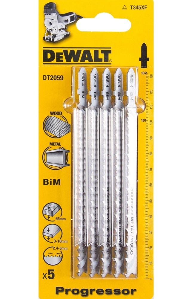 Пилки для лобзика DEWALT мет. BIM 132*101*2,4-5мм T345XF 5шт. DT2059-QZ