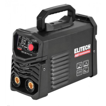 Сварочный инвертор ELITECH HD WM 200 PULSE (импульс,110-275В,6.2кВт,10-200А,ПВ=200А/80%,3.5кг)