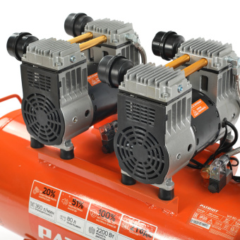 Компрессор PATRIOT WO 80-360 (поршн. безмасл.,360л/мин,8бар,2200Вт,80л, быстросъем и "елочка" с вент