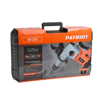 Молоток отбойный PATRIOT DB 200 (1375Вт, 18Дж, 2800уд./мин., 2 зубила в компл., кейс) 140301200