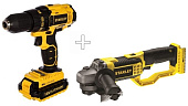 Набор STANLEY шуруповерт SCD20S2K + УШМ STSC1840-RU       