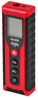 Измеритель длины  Elitech ЛД 60К (0.03-60м,точн ±0.3мм\м,2х1.5В(ААА),0.05кг,пласт.корпус,кор) 209206