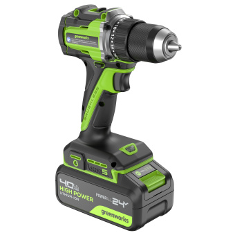 Дрель-шуруповерт аккум. Greenworks DD560(24V.б/щет,30/60 Нм,13мм,Anti-kickback.1х4Ач,ЗУ,ко3708407CUB