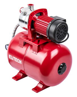 Насосная станция Elitech САВ 1000-24Н (1000Вт,53л/м,Н=44м,Гл=8м,4бар,нерж.сталь/мет.гидроакк.24л,G1"