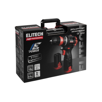 Шуруповерт аккум. Elitech HD CD 16 UL2(16В,2х2.0Ач,E-Power,БЗП-10мм,0-500/1700об/м,55Нм,0.63кг214224
