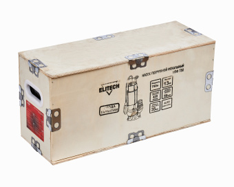 Насос Elitech НПФ 750 (погружн.,фекальный,750Вт,25200л/ч,Н=13м,гряз/вод(вкл35мм),чугун корпус,б/ножа