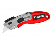 Нож Elitech 410601 строит., трапецевид. лезвие, фиксация лезвия в 2 полож., Цинк и TPR покрытие  