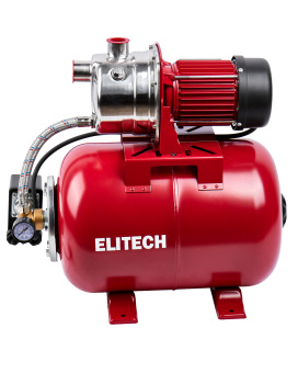 Насосная станция Elitech САВ 1000-24Н (1000Вт,53л/м,Н=44м,Гл=8м,4бар,нерж.сталь/мет.гидроакк.24л,G1"