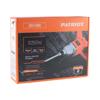 Миксер электрический PATRIOT DM 088 (1050Вт, металлический редуктор, патрон 16мм, без насад.миксера)