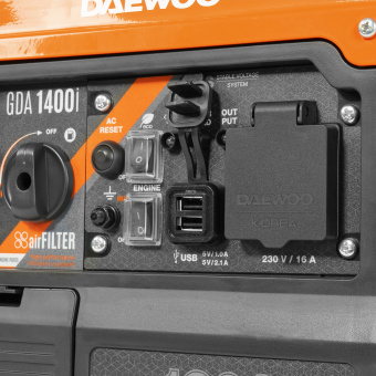 Генератор бенз. инверт. GDA 1400i DAEWOO (1,2/1,0кВт, 230В, 4-х такт. 60см3, 2.0л.с., 3л., 12,40кг)
