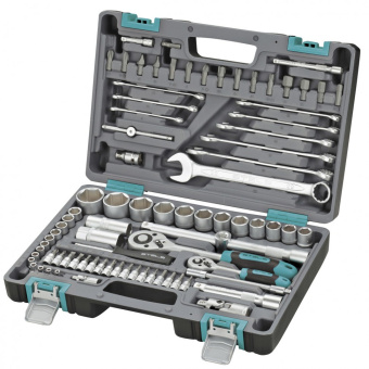 Набор инструмента STELS 1/2" 1/4"  CrV пласт.кейс 82 пред.