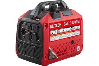 Бензогенератор Elitech БИГ 3000 РМ (инверт,4-т,мак3/ном2.8кВт,230В-12.2А/12В-8.3А,т/бак-6л,22кг)