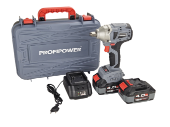 Гайковерт акк. бесщет. импульсный ProfiPower MKDTW-18B (Li-ion-2шт, 4.0Ач, 330Нм, З/У, кейс) E0081