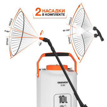 Опрыскиватель садовый DAEWOO DSA 10 Li (10л, 4бар, 2,1л/мин, акк.16В, Li-Ion, 3,0Ач, насадки, 3.0кг)