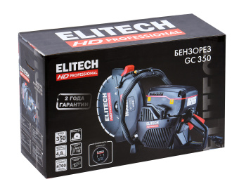 Бензорез Elitech HD GC 350 (2-такт,74см3,3.5кВт/4.8л.с.,диск350мм,рез125мм,т/бак-0.95л,13,5кг)210631