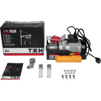 Таль электрическая TEH TTL500 (800Вт, 250/500кг, трос 12м, до 500кг на высоту до 6м, диам. троса 4мм