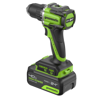 Дрель-шуруповерт аккум. Greenworks DD560(24V.б/щет,30/60 Нм,13мм,Anti-kickback.1х4Ач,ЗУ,ко3708407CUB
