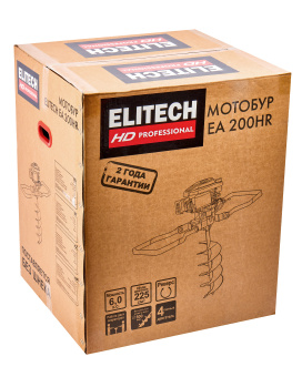 Мотобур  ELITECH HD EA 200HR (4-такт,196см3,3.7кВт/5.0л.с.,3800об/мин,шнек-4-50см,бак1.3л,30кг)