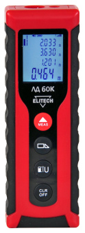 Измеритель длины  Elitech ЛД 60К (0.03-60м,точн ±0.3мм\м,2х1.5В(ААА),0.05кг,пласт.корпус,кор) 209206
