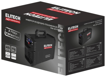 Аппарат плазменной резки ELITECH HD WM 60 PLASMA (220В,1фаза, 6.0кВт,20-50А,35мм,13.6кг,инвертер) 