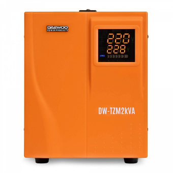 Стабилизатор напряжения DAEWOO DW-TZM2kVA (2000Вт, 140-270В, КПД 95%, Защита от КЗ и помех, 2х220В)