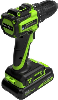 Дрель-шуруповерт аккум. Greenworks DD345 (24V, б/щет, 27/45 Нм,13мм,1х2Ач,ЗУ,кор) 3708307CUA