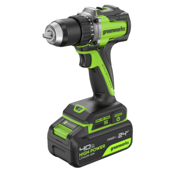 Дрель-шуруповерт аккум. Greenworks DD560(24V.б/щет,30/60 Нм,13мм,Anti-kickback.1х4Ач,ЗУ,ко3708407CUB