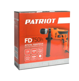 Дрель PATRIOT FD 750H с ударом (710Вт, макс. диам. сверла 13мм, глубинометр+доп.ручка) 