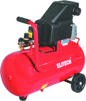 Компрессор Elitech КПМ 200-50 (масл, 220л/м, 1,5кВт, 8бар, 1цилиндр, ресив. 50л, 27кг, ножка,колеса)