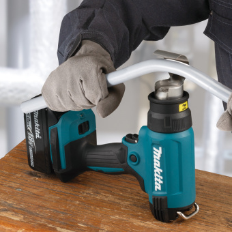 Фен аккум. Makita DHG181RT1J (18В,1х5Ач,200л\м,550грС,чем,1.3кг,4 насадки,MakPac,LXT) 