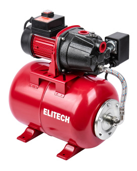 Насосная станция Elitech САВ 1200-24Ч (1200Вт,58л/м,Н=46м,Гл=8м,4.4бар,ч/вод,чугун/мет.гидроакк.24л)