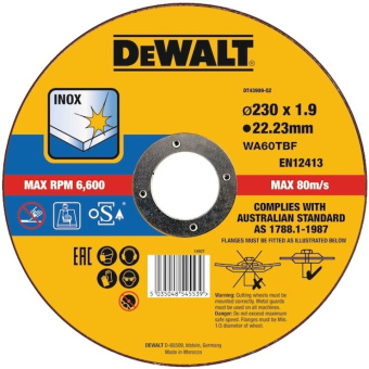 Круг отрезной DeWalt п/мет. 230*2,0мм EXTREME Cutting INOX , тип41 DT43909-QZ