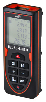 Измеритель длины  Elitech ЛД 60Н-ЗЕЛ (0.03-40м;точн ±3мм\м;2х1.5В(ААА);0.2кг;кор;зеленый луч) 205415