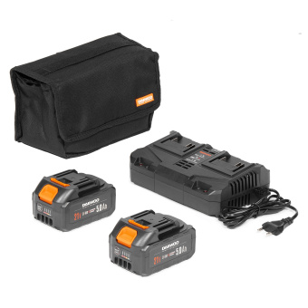 Снегоуборщик аккум.DAST 5542Li SET DAEWOO(21В+21В=42В,бесщет.LED Фара, Колеса,2АКБ*5,0Ач,Li-Ion,ЗУ)