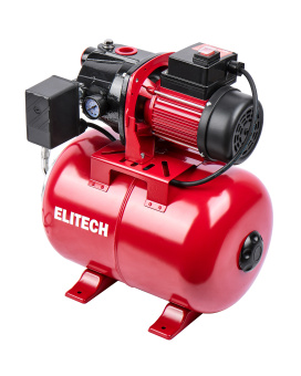 Насосная станция Elitech САВ 1200-24Ч (1200Вт,58л/м,Н=46м,Гл=8м,4.4бар,ч/вод,чугун/мет.гидроакк.24л)