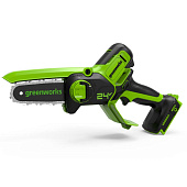 Пила цепная мини аккум. Greenworks G24MCS10 (24V, 10см, без АКБ и ЗУ) 2008207