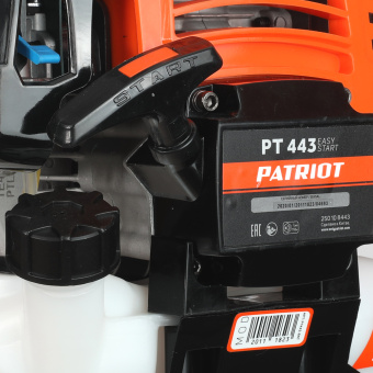 Бензокоса PATRIOT PT 443 (1+1)(43cc, 2,5л.с.,"велосипедная" рукоят.,катуш. с леской, нож 255мм)
